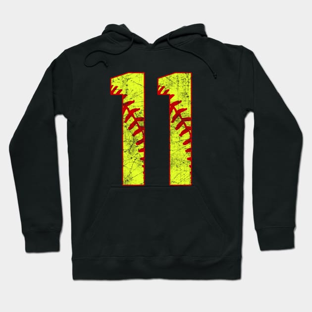 Fastpitch Softball Number 11 #11 Softball Shirt Jersey Uniform Favorite Player Biggest Fan Hoodie by TeeCreations